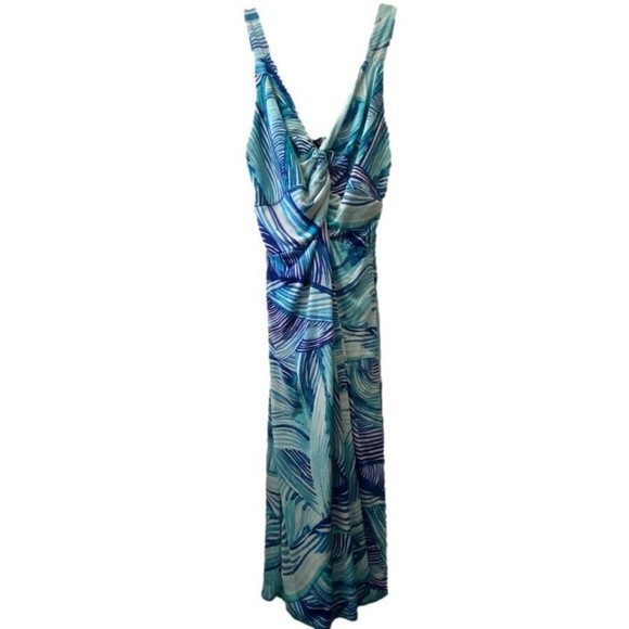 Yuly Shop‎ Delight Rose Turquoise Maxi Dress | NWOT | Elastic Back | PTP 16.5 - Picture 1 of 4